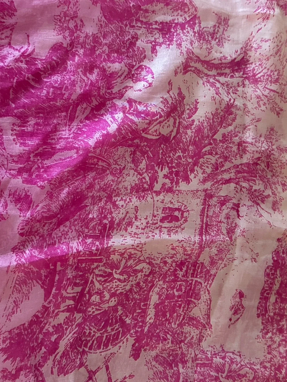 Vintage  Clever Carriage Company 100% Silk Pink & Cream Tassel Scarf 72x48”